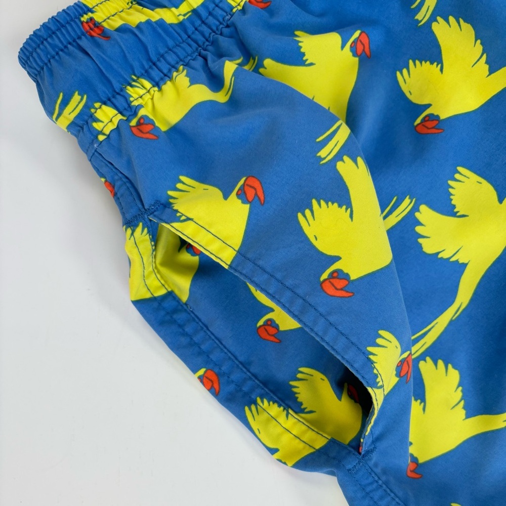 TOM & TEDDY Parrot Swim Trunks Board Shorts 7” Blue Yellow Size Large EUC - Picture 12 of 14